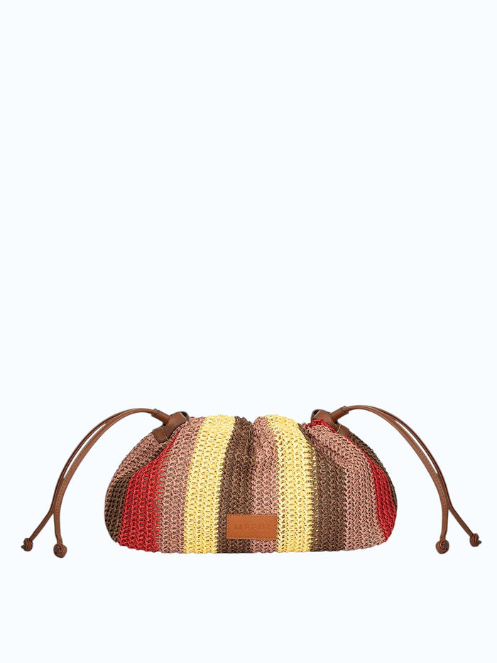 ME FUI Pochette mare donna con coulisse rosso/multi SW0090RD RAFIA-RED