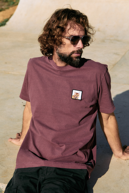 Polera Bat Parche Orgánica Burdeo Puma Hombre