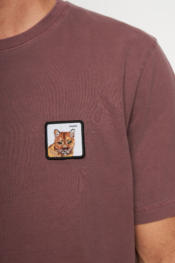 Polera Bat Parche Orgánica Burdeo Puma Hombre