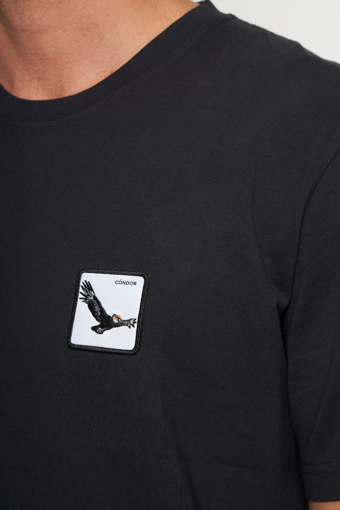Polera Bat Parche Orgánica Negra Cóndor Hombre