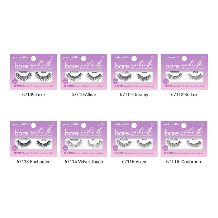 Posh Mellow Bare Naturelle 100% 3D Tapered Human Hair Eyelashes - ikatehouse