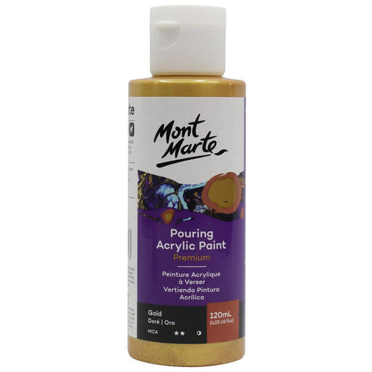 Pouring Acrylic Paint Premium 120ml (4.05 US fl.oz) Bottle - Gold
