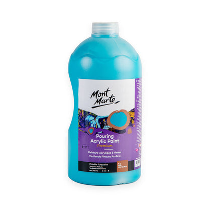 Pouring Acrylic Paint Premium 1L (33.8 US fl.oz) Bottle - Phthalo Turquoise