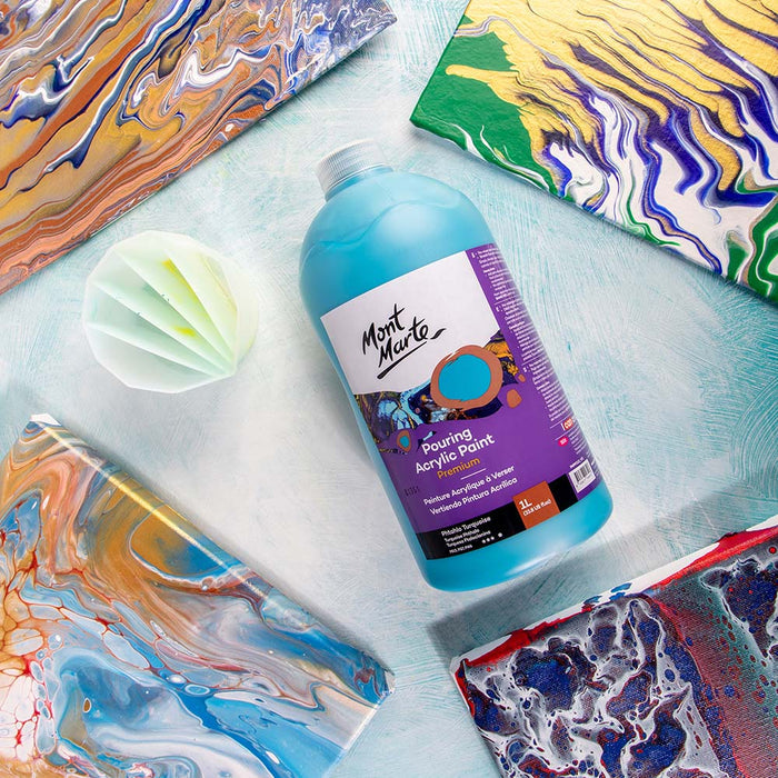 Pouring Acrylic Paint Premium 1L (33.8 US fl.oz) Bottle - Phthalo Turquoise