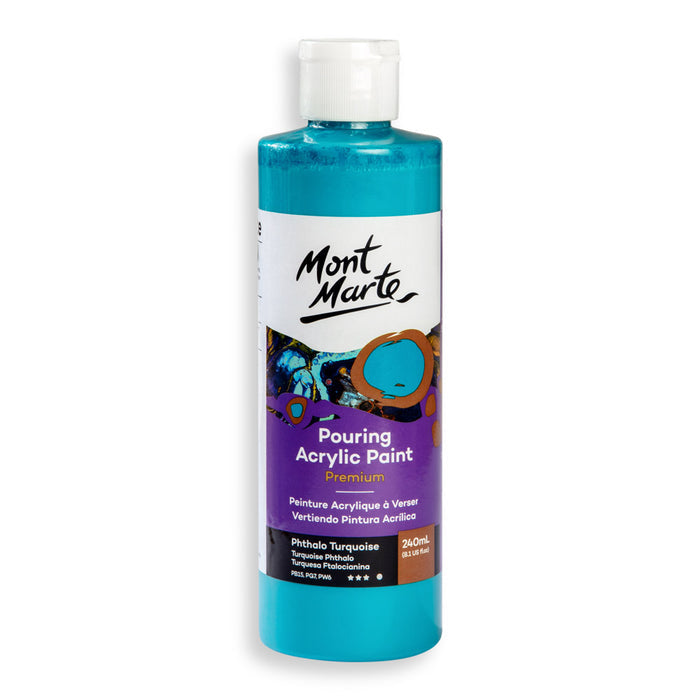 Pouring Acrylic Paint Premium 240ml (8.12 US fl.oz) - Phthalo Turquoise