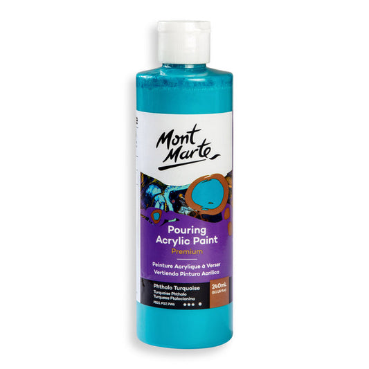 Pouring Acrylic Paint Premium 240ml (8.12 US fl.oz) - Phthalo Turquoise