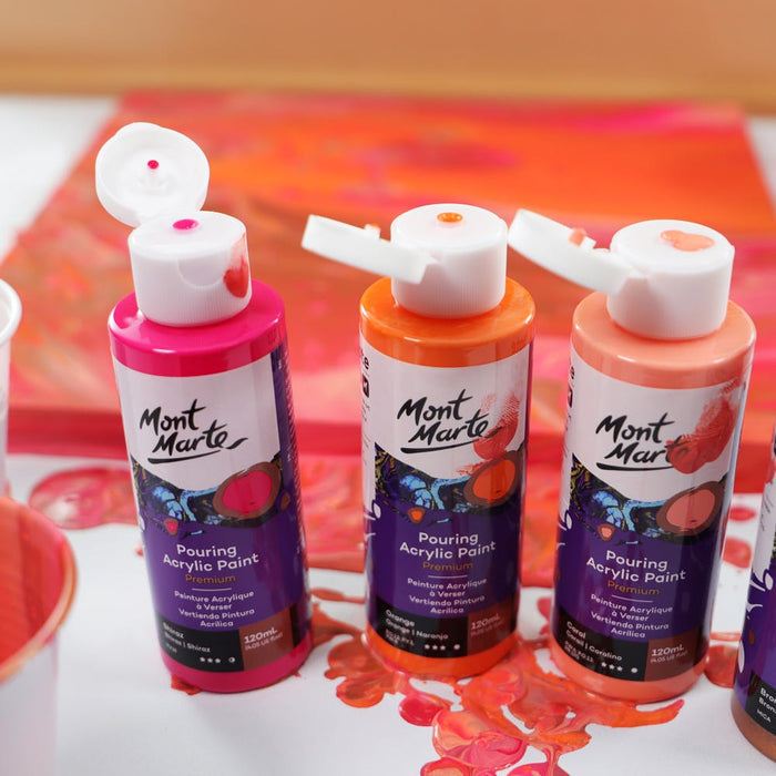Pouring Acrylic Paint Set Premium 4pc x 120ml (4.05 US fl.oz) - Coral