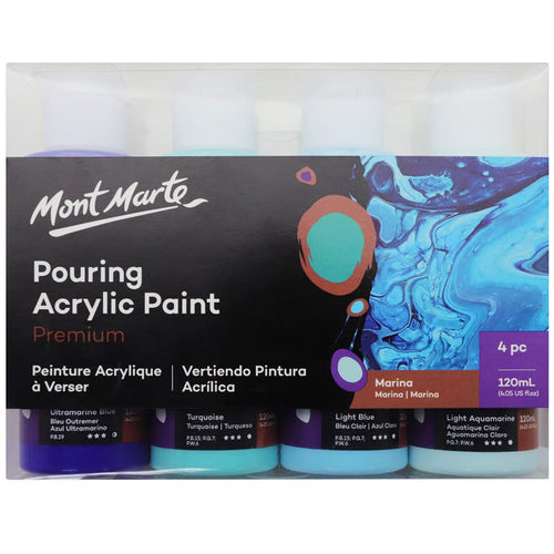 Pouring Acrylic Paint Set Premium 4pc x 120ml (4.05 US fl.oz) - Marina