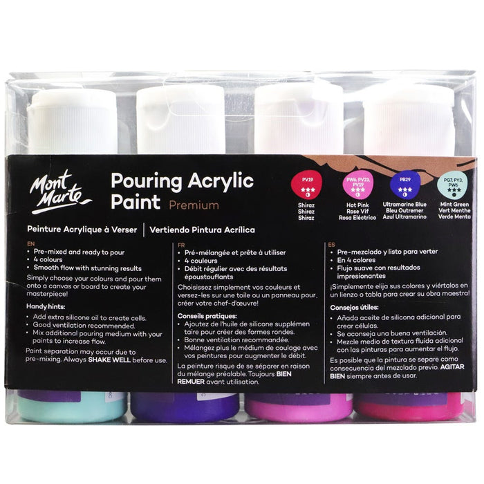 Pouring Acrylic Paint Set Premium 4pc x 60ml (2 US fl.oz) -  Aurora