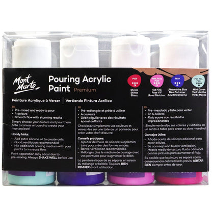 Pouring Acrylic Paint Set Premium 4pc x 60ml (2 US fl.oz) -  Aurora