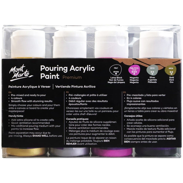 Pouring Acrylic Paint Set Premium 4pc x 60ml (2 US fl.oz) - Cosmic