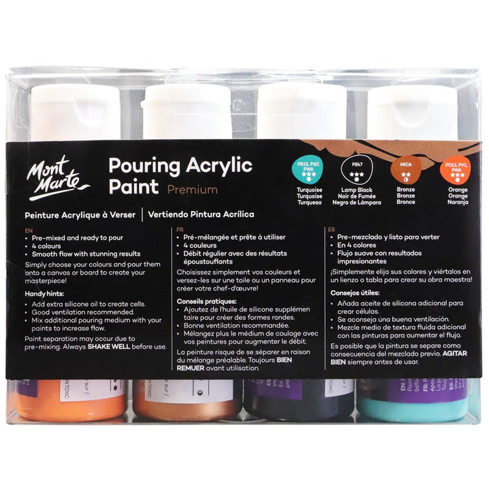 Pouring Acrylic Paint Set Premium 4pc x 60ml (2 US fl.oz) - Symphony