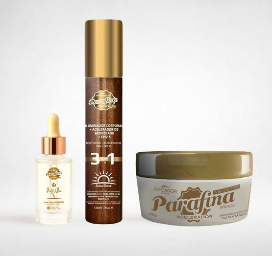 PRÉ VENDA Kit Bronze Iluminado – Solar Shine 120ml + Veloster 120g + Booster 30ml