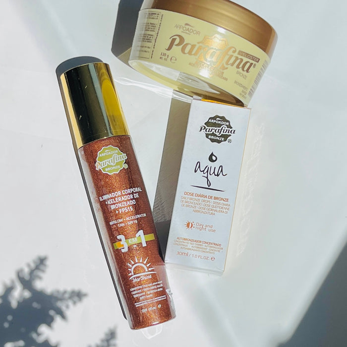 PRÉ VENDA Kit Bronze Iluminado – Solar Shine 120ml + Veloster 120g + Booster 30ml