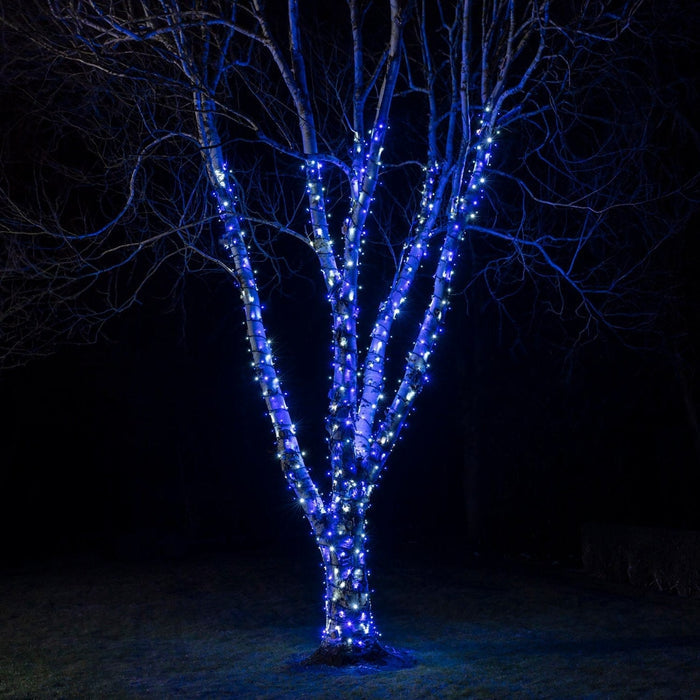 Pro Connect 10m 100 Blue & White Connectable String Lights Black Cable