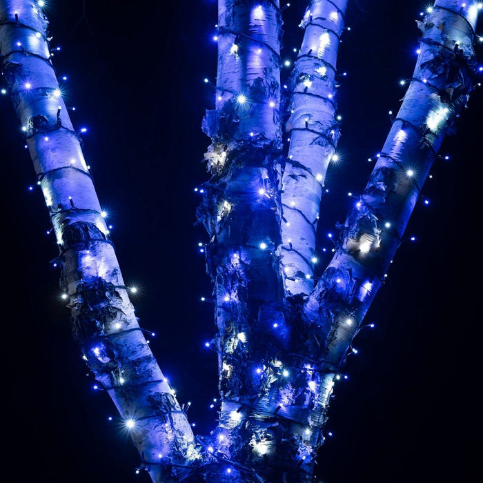 Pro Connect 10m 100 Blue & White Connectable String Lights Black Cable