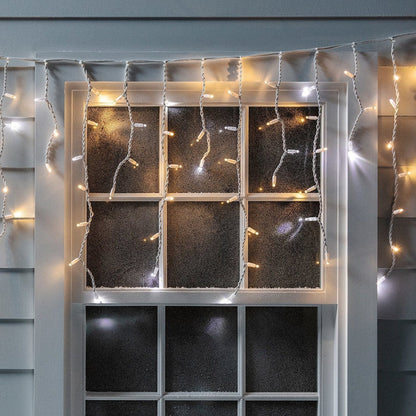 Pro Connect 4m 200 Warm White Sparkling Connectable Icicle Lights White Cable