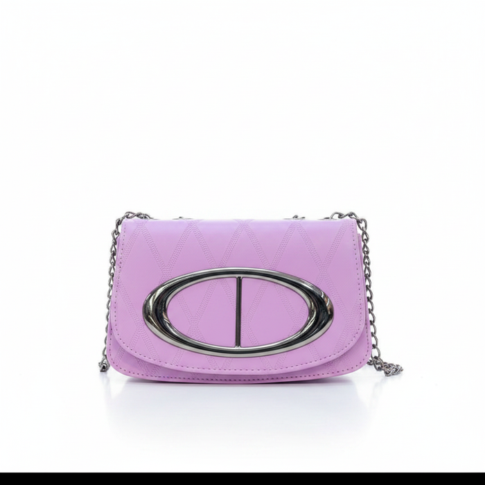 Purple Quilted Chain Crossbody Bag