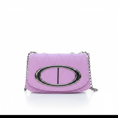 Purple Quilted Chain Crossbody Bag