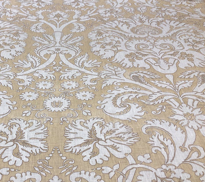 Quadrille Fabric: Borghese - Custom Camels on Ecru 100% Belgian Linen
