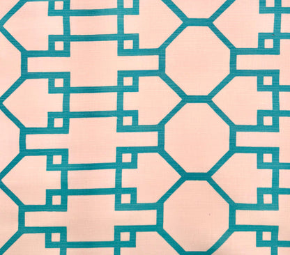Quadrille Fabric: Brighton - Custom Turquoise on White Belgian Linen / Cotton