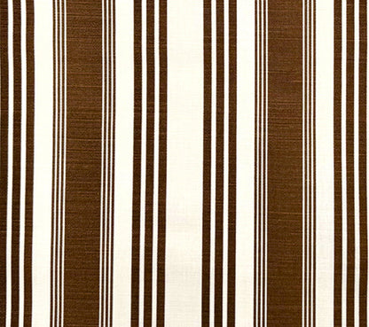 Quadrille Fabric: Lane Stripe - Custom Chocolate on Tinted Belgian Linen / Cotton