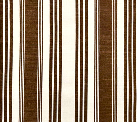 Quadrille Fabric: Lane Stripe - Custom Chocolate on Tinted Belgian Linen / Cotton