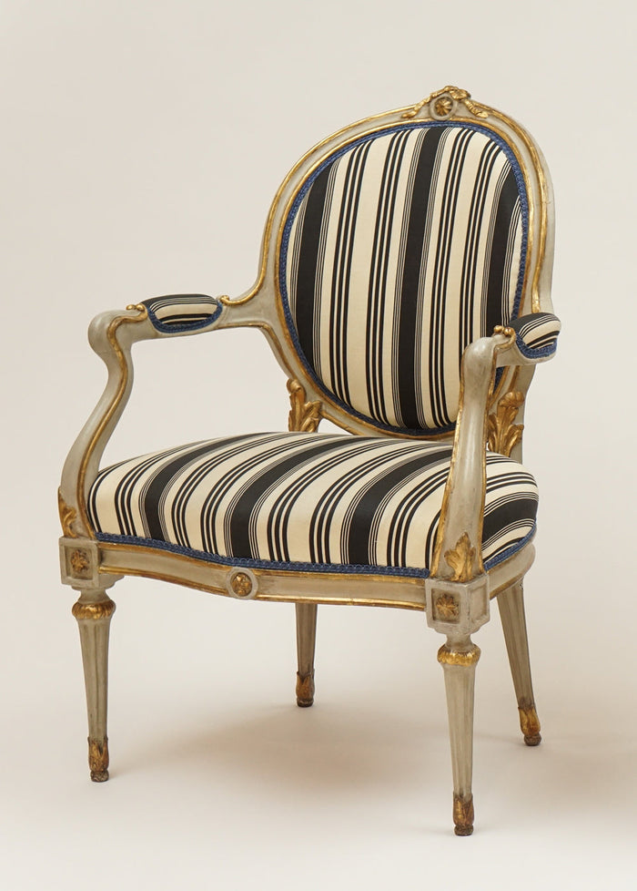 Quadrille Fabric: Lane Stripe - Custom Chocolate on Tinted Belgian Linen / Cotton