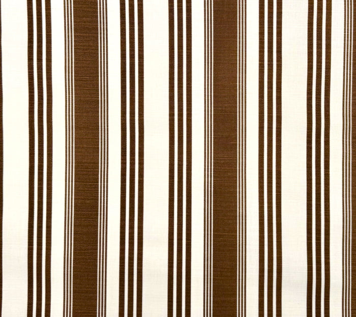 Quadrille Fabric: Lane Stripe - Custom Chocolate on Tinted Belgian Linen / Cotton