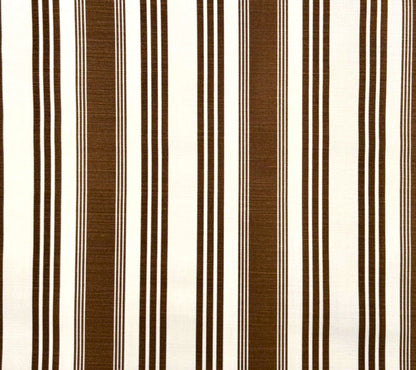 Quadrille Fabric: Lane Stripe - Custom Chocolate on Tinted Belgian Linen / Cotton