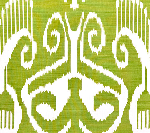 Quadrille Fabric: Nomad - Custom Lime on Tinted Belgian Linen / Cotton