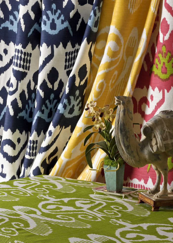 Quadrille Fabric: Nomad - Custom Lime on Tinted Belgian Linen / Cotton