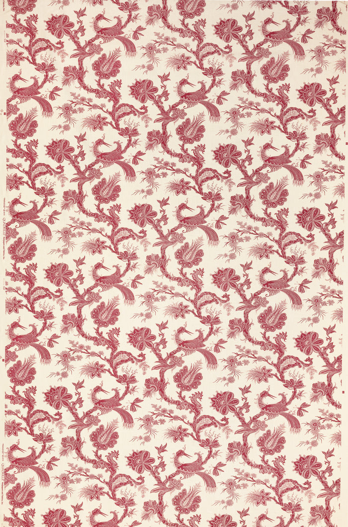 Quadrille Fabric: Paradis - Custom Burgundy on Tinted Belgian Linen / Cotton