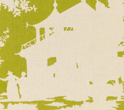 Quadrille Fabric: Paradise Background - Custom Pistachio Green on Tinted 100% Linen