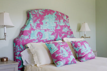 Quadrille Fabric: Paradise Garden - Custom Rose / Turquoise Tinted Belgian Linen / Cotton