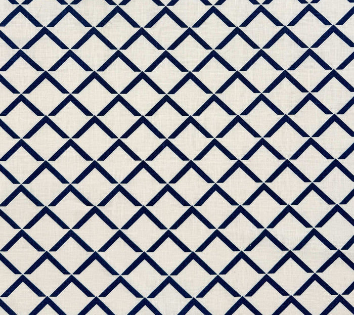 Quadrille Fabric: Terrace Grande - Custom Navy on Tinted 100% Linen