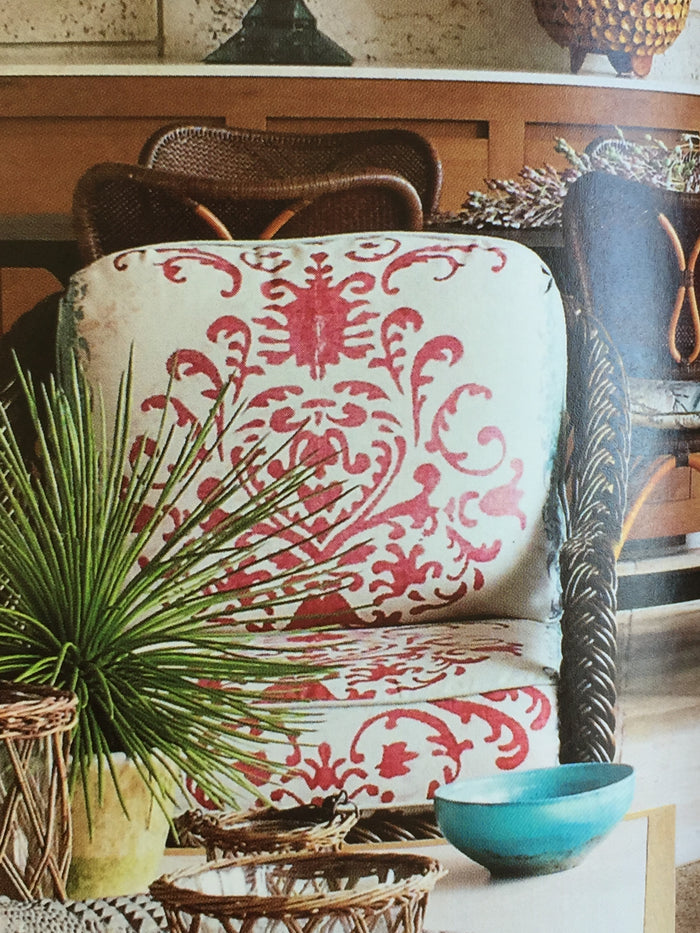 Quadrille Fabric: Tropical Damask - Custom Blue on Westover