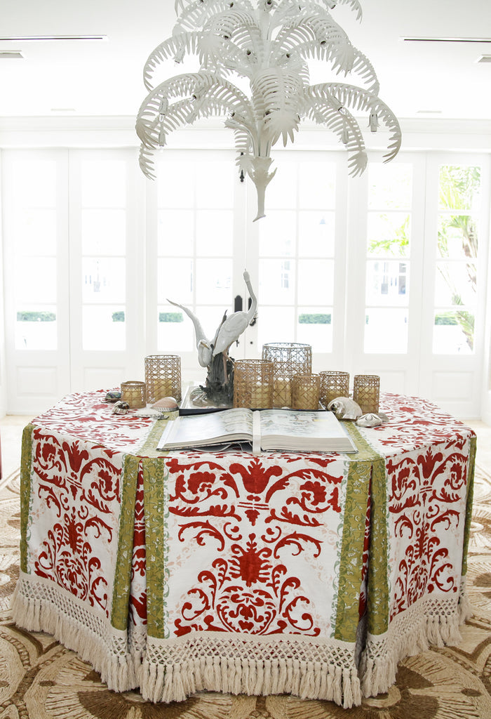 Quadrille Fabric: Tropical Damask - Custom Blue on Westover