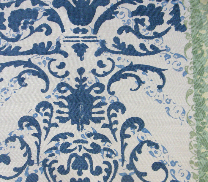 Quadrille Fabric: Tropical Damask - Custom Blue on Westover
