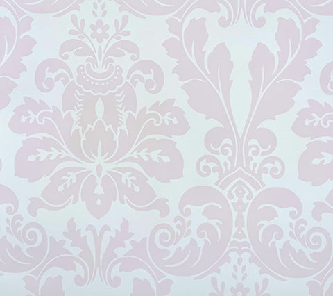 Quadrille Wallpaper: Monty - Custom Opal on White Paper (FIVE YARD MINIMUM)