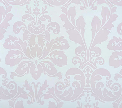 Quadrille Wallpaper: Monty - Custom Opal on White Paper (FIVE YARD MINIMUM)