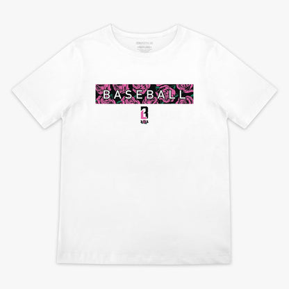 White Radar Roses youth graphic tee — front view