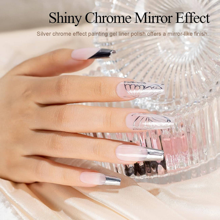 Rarjsm Metallic silver nail gel polish