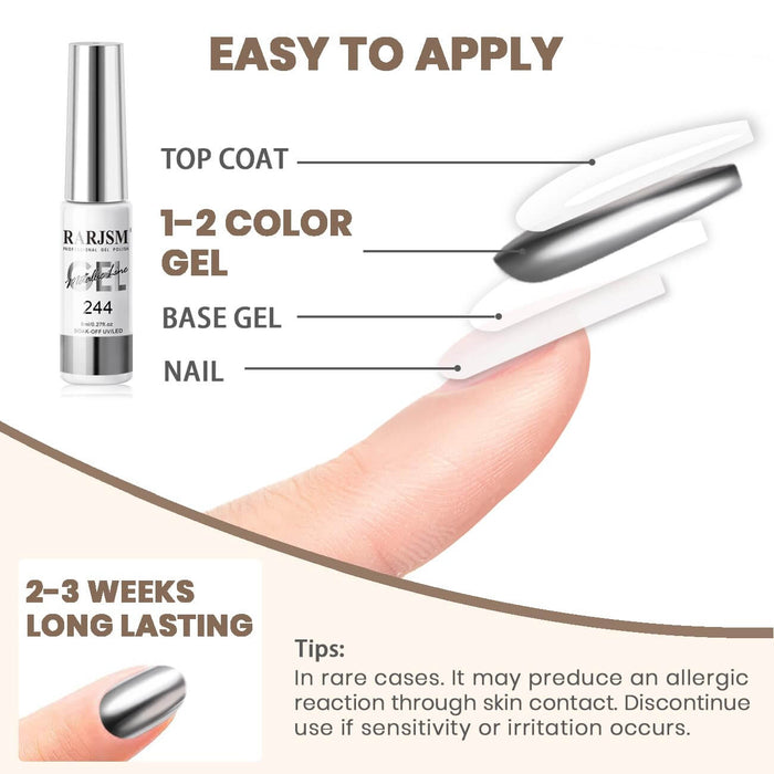 How to yse Metallic Silver Chrome Gel Liner Mirror Nail Polish