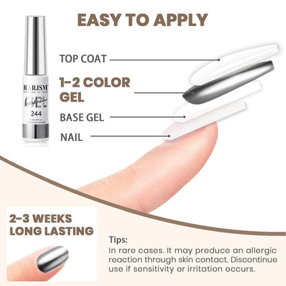 How to yse Metallic Silver Chrome Gel Liner Mirror Nail Polish