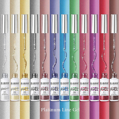 RARJSM ® Nail Art Gel Liner | 12 Colors Matallic Glitter Painting Nail Gel Polish Set｜8ml 12pcs