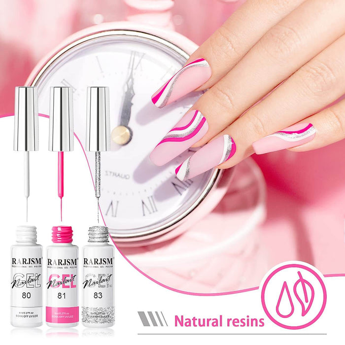 RARJSM ® Nail Art Gel Liner | 6 Classic Colors Pastel Color Painting Nail Gel Polish Set｜8ml 6pcs