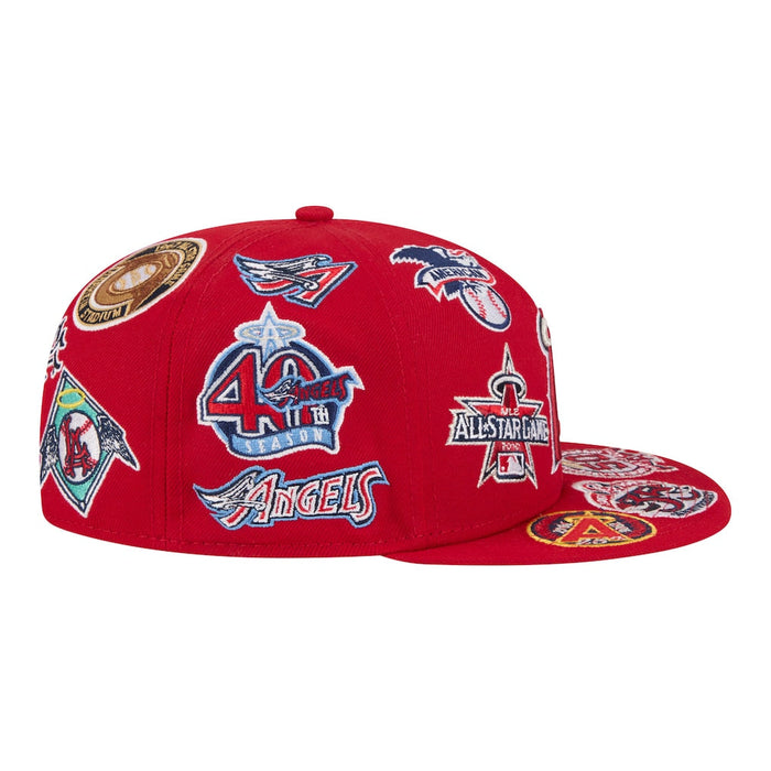 Red Los Angeles Angels All Over Logo Gray Bottom 59FIFTY New Era Fitted