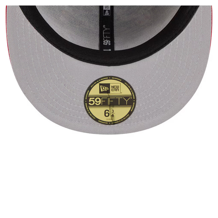Red Los Angeles Angels All Over Logo Gray Bottom 59FIFTY New Era Fitted