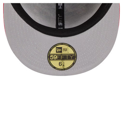 Red Los Angeles Angels All Over Logo Gray Bottom 59FIFTY New Era Fitted